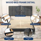 Base de cama tapizada con cabecero – Individual/Matrimonial/Queen