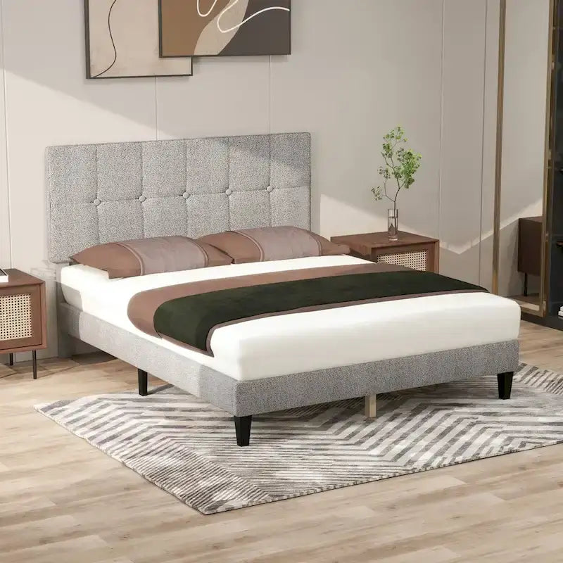 Base de cama tapizada con cabecero – Individual/Matrimonial/Queen