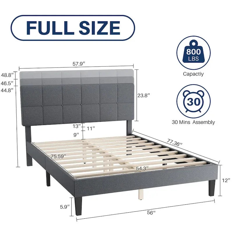 Base de cama tapizada con cabecero – Individual/Matrimonial/Queen