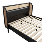 Base de cama queen de plataforma de ratán