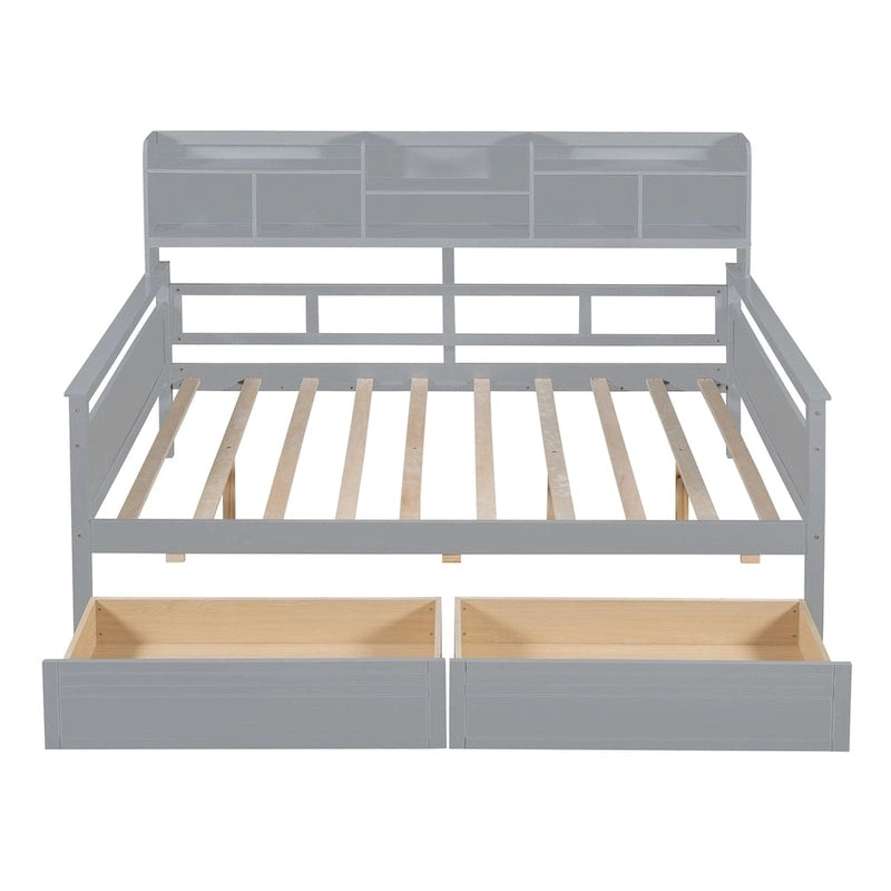 Cama nido doble con cajones de almacenamiento y estante de noche