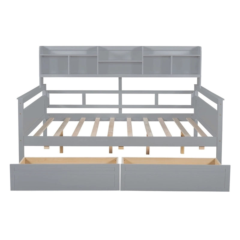 Cama nido doble con cajones de almacenamiento y estante de noche