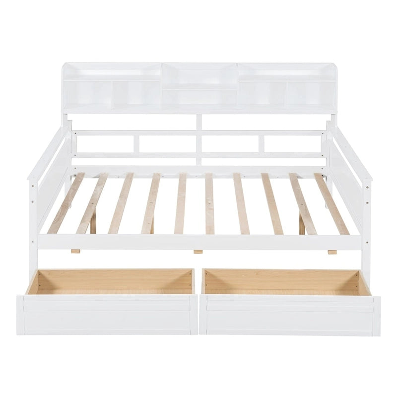 Cama nido doble con cajones de almacenamiento y estante de noche