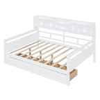 Cama nido doble con cajones de almacenamiento y estante de noche