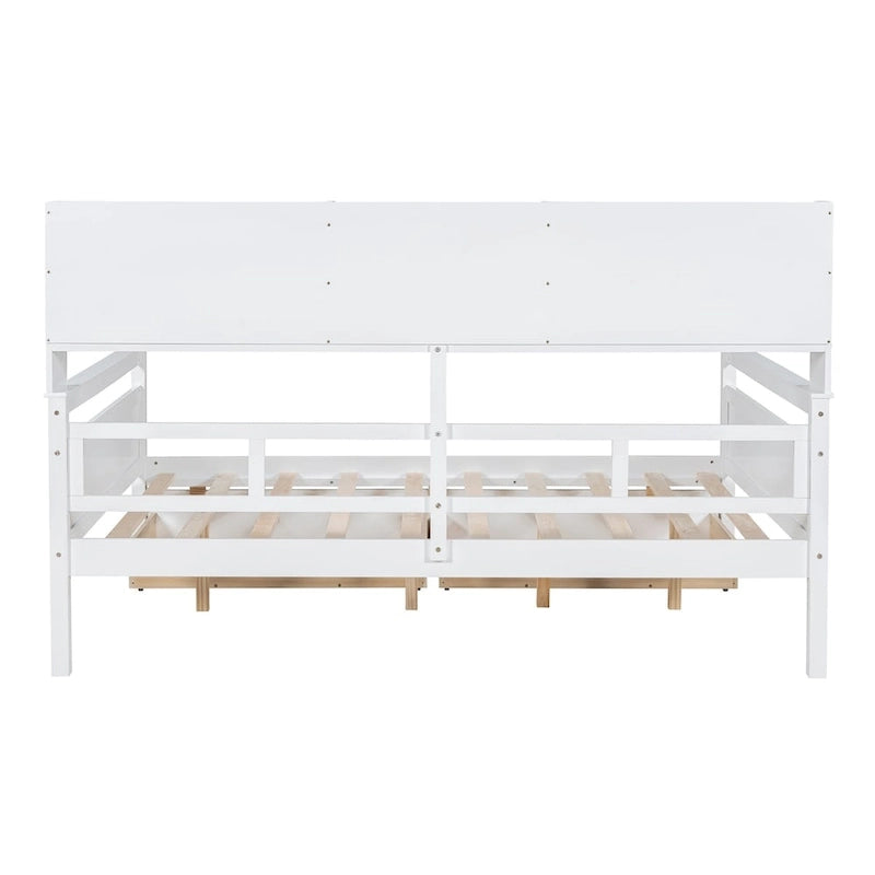 Cama nido doble con cajones de almacenamiento y estante de noche