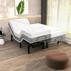 Base de cama ajustable con colchón híbrido de 12", masaje, puertos USB, luz debajo de la cama y control por aplicación