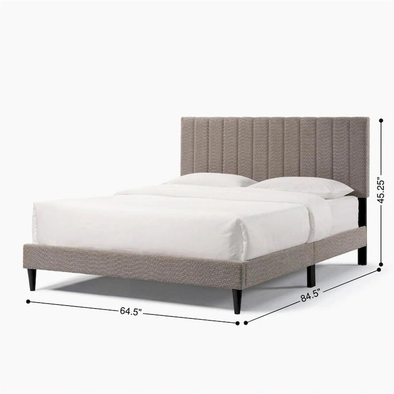 Cama con plataforma tapizada tamaño queen con cabecera capitoné
