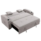 Sofá Cama con Respaldo Reclinable, Portavasos y Almohadas