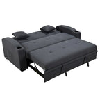 Sofá Cama con Respaldo Reclinable, Portavasos y Almohadas