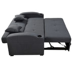 Sofá Cama con Respaldo Reclinable, Portavasos y Almohadas