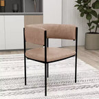 LeisureMod Juego de 2 sillas de comedor tapizadas con diseño de respaldo abierto, estructura de hierro con recubrimiento en polvo, Colección Cyril para comedor, cocina, bistró, cafetería