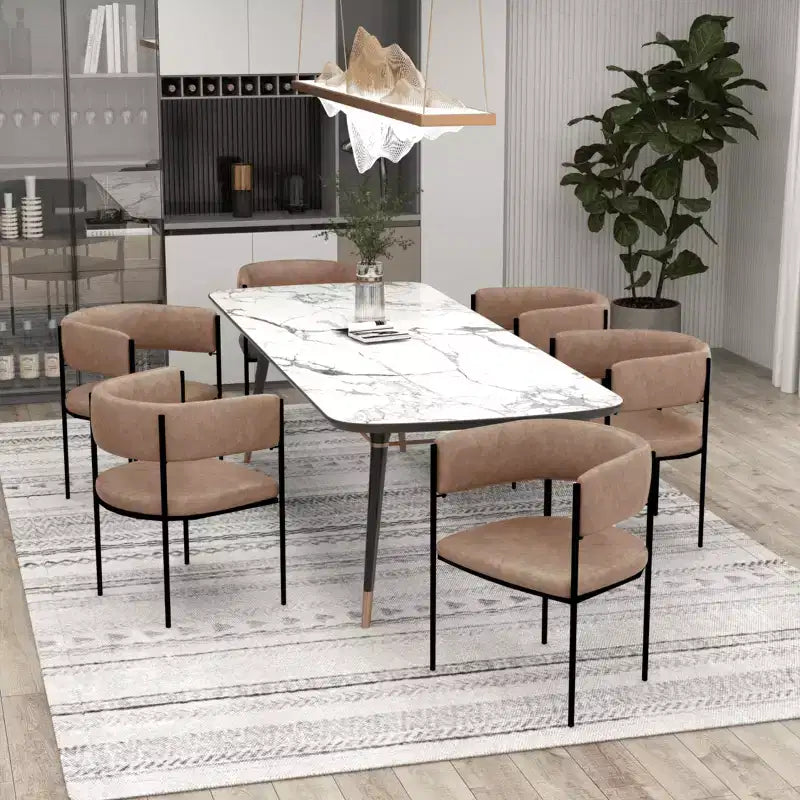 LeisureMod Juego de 2 sillas de comedor tapizadas con diseño de respaldo abierto, estructura de hierro con recubrimiento en polvo, Colección Cyril para comedor, cocina, bistró, cafetería