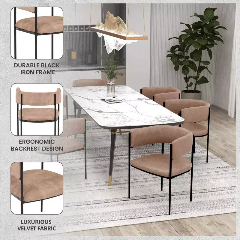 LeisureMod Juego de 2 sillas de comedor tapizadas con diseño de respaldo abierto, estructura de hierro con recubrimiento en polvo, Colección Cyril para comedor, cocina, bistró, cafetería