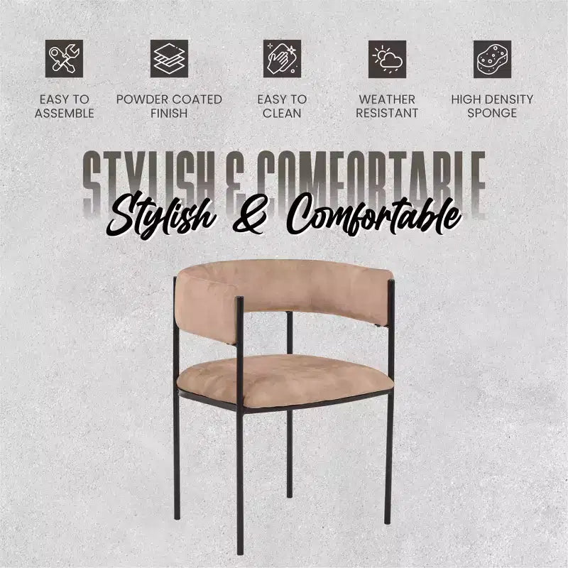 LeisureMod Juego de 2 sillas de comedor tapizadas con diseño de respaldo abierto, estructura de hierro con recubrimiento en polvo, Colección Cyril para comedor, cocina, bistró, cafetería
