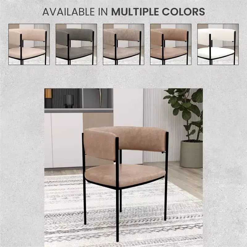 LeisureMod Juego de 2 sillas de comedor tapizadas con diseño de respaldo abierto, estructura de hierro con recubrimiento en polvo, Colección Cyril para comedor, cocina, bistró, cafetería