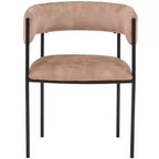 LeisureMod Juego de 2 sillas de comedor tapizadas con diseño de respaldo abierto, estructura de hierro con recubrimiento en polvo, Colección Cyril para comedor, cocina, bistró, cafetería