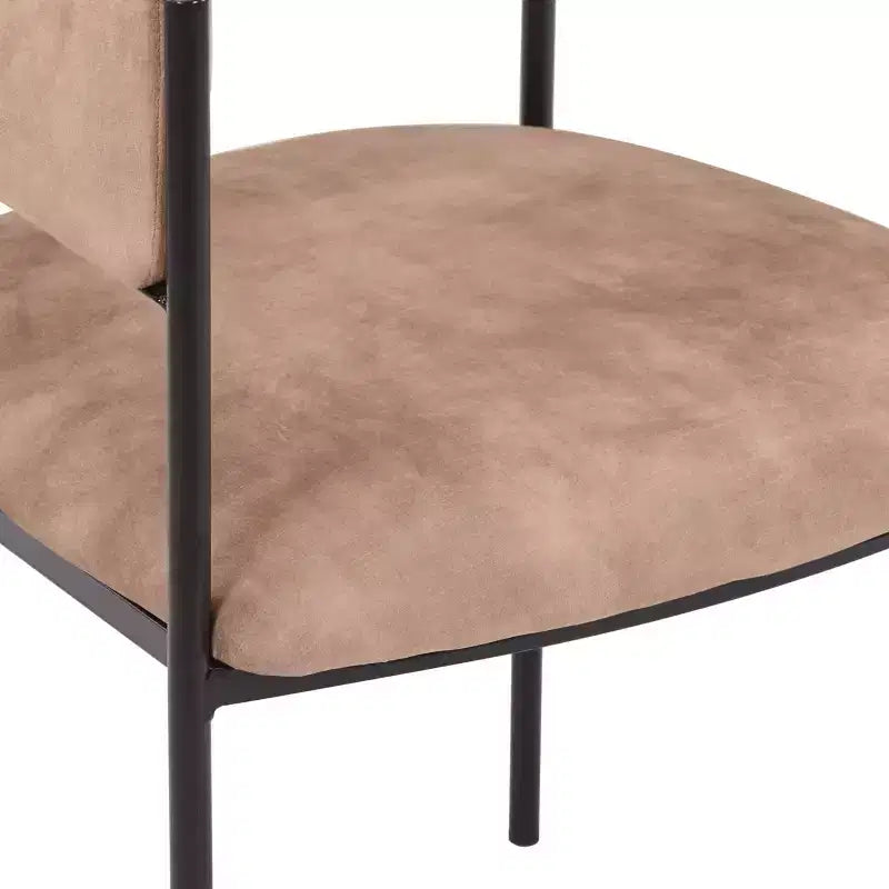 LeisureMod Juego de 2 sillas de comedor tapizadas con diseño de respaldo abierto, estructura de hierro con recubrimiento en polvo, Colección Cyril para comedor, cocina, bistró, cafetería