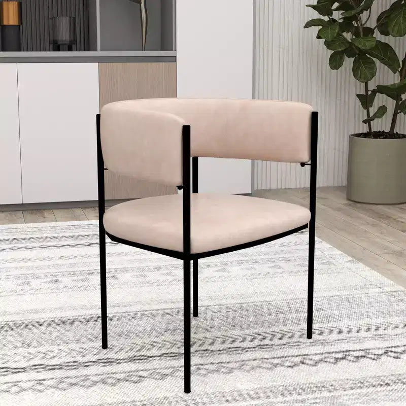 LeisureMod Juego de 2 sillas de comedor tapizadas con diseño de respaldo abierto, estructura de hierro con recubrimiento en polvo, Colección Cyril para comedor, cocina, bistró, cafetería