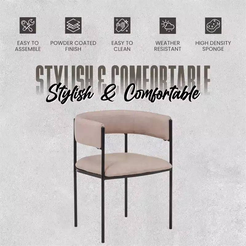 LeisureMod Juego de 2 sillas de comedor tapizadas con diseño de respaldo abierto, estructura de hierro con recubrimiento en polvo, Colección Cyril para comedor, cocina, bistró, cafetería