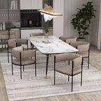 LeisureMod Juego de 2 sillas de comedor tapizadas con diseño de respaldo abierto, estructura de hierro con recubrimiento en polvo, Colección Cyril para comedor, cocina, bistró, cafetería