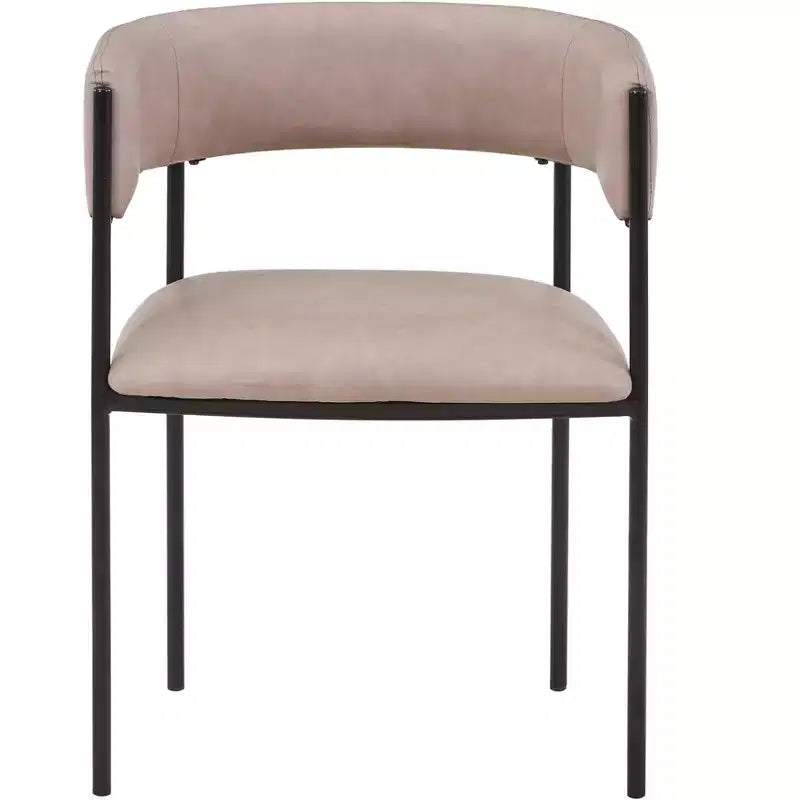 LeisureMod Juego de 2 sillas de comedor tapizadas con diseño de respaldo abierto, estructura de hierro con recubrimiento en polvo, Colección Cyril para comedor, cocina, bistró, cafetería