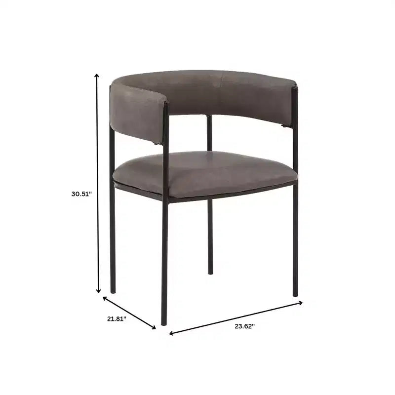 LeisureMod Juego de 2 sillas de comedor tapizadas con diseño de respaldo abierto, estructura de hierro con recubrimiento en polvo, Colección Cyril para comedor, cocina, bistró, cafetería