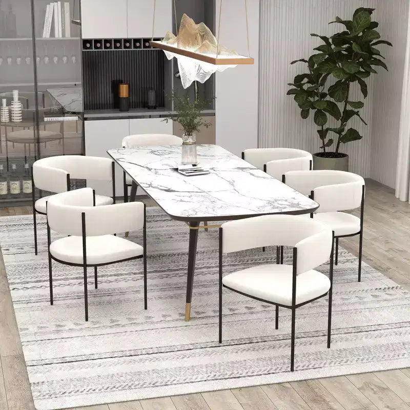 LeisureMod Juego de 2 sillas de comedor tapizadas con diseño de respaldo abierto, estructura de hierro con recubrimiento en polvo, Colección Cyril para comedor, cocina, bistró, cafetería