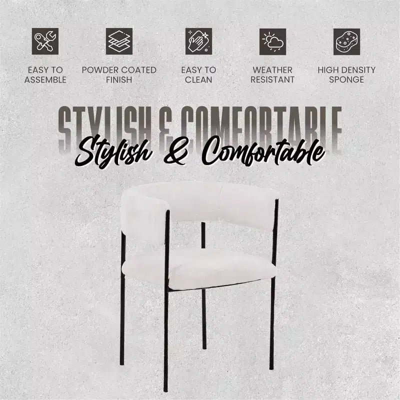 LeisureMod Juego de 2 sillas de comedor tapizadas con diseño de respaldo abierto, estructura de hierro con recubrimiento en polvo, Colección Cyril para comedor, cocina, bistró, cafetería