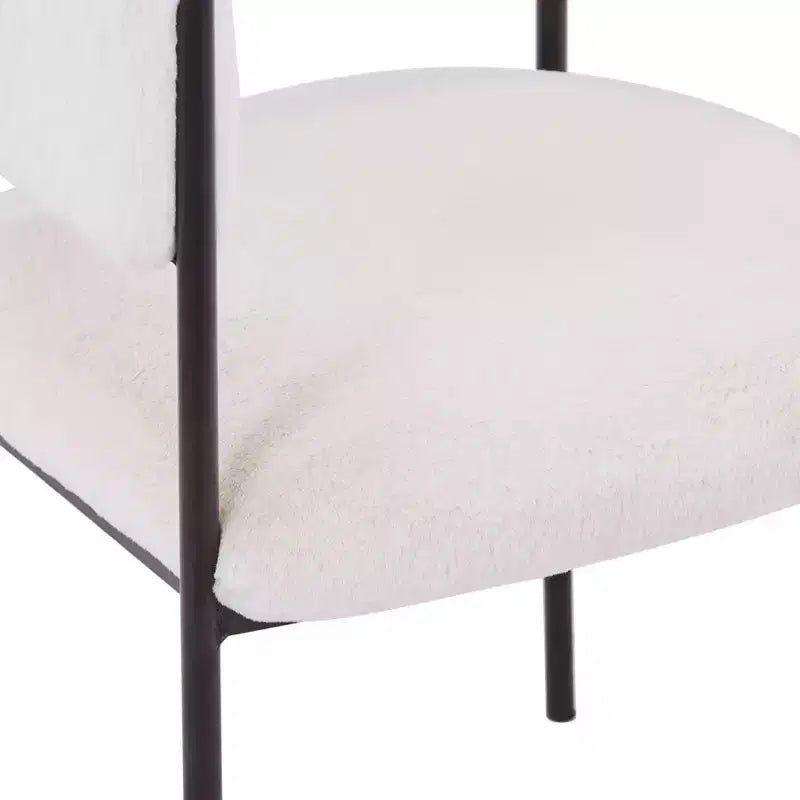 LeisureMod Juego de 2 sillas de comedor tapizadas con diseño de respaldo abierto, estructura de hierro con recubrimiento en polvo, Colección Cyril para comedor, cocina, bistró, cafetería