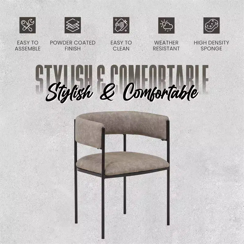 LeisureMod Juego de 2 sillas de comedor tapizadas con diseño de respaldo abierto, estructura de hierro con recubrimiento en polvo, Colección Cyril para comedor, cocina, bistró, cafetería