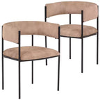 LeisureMod Juego de 2 sillas de comedor tapizadas con diseño de respaldo abierto, estructura de hierro con recubrimiento en polvo, Colección Cyril para comedor, cocina, bistró, cafetería