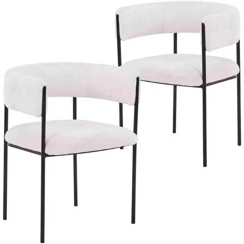 LeisureMod Juego de 2 sillas de comedor tapizadas con diseño de respaldo abierto, estructura de hierro con recubrimiento en polvo, Colección Cyril para comedor, cocina, bistró, cafetería