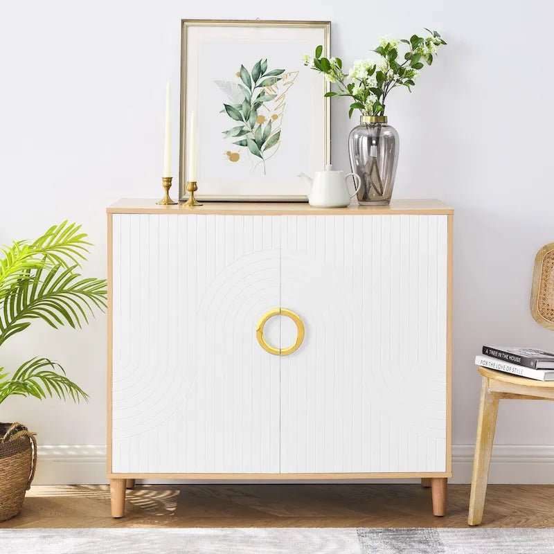 Mueble de Almacenamiento Independiente con 2 Puertas y Estantes Ajustables