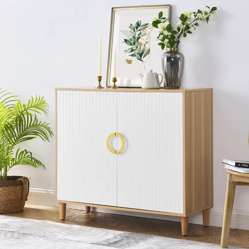 Mueble de Almacenamiento Independiente con 2 Puertas y Estantes Ajustables