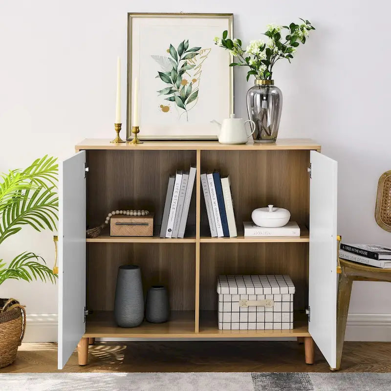 Mueble de Almacenamiento Independiente con 2 Puertas y Estantes Ajustables