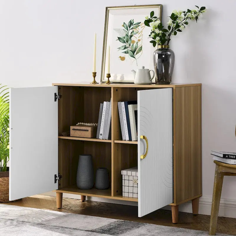 Mueble de Almacenamiento Independiente con 2 Puertas y Estantes Ajustables