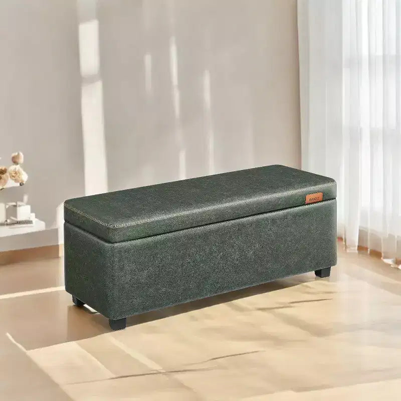 Banco otomano de almacenamiento, banco de dormitorio con almacenamiento, banco de entrada, otomano con bisagras de seguridad de almacenamiento, carga 300 kg