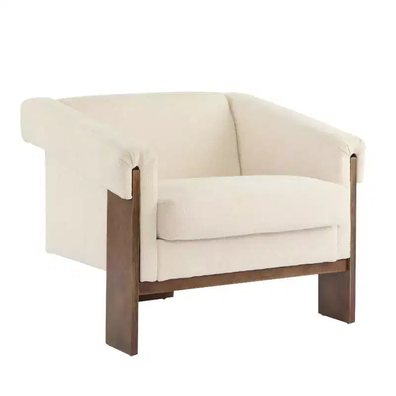 Christopher Knight Home Logan Silla decorativa tapizada de madera moderna de mediados de siglo