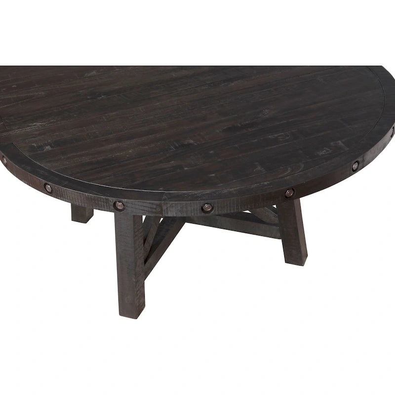 Mesa de comedor extensible redonda de pino macizo