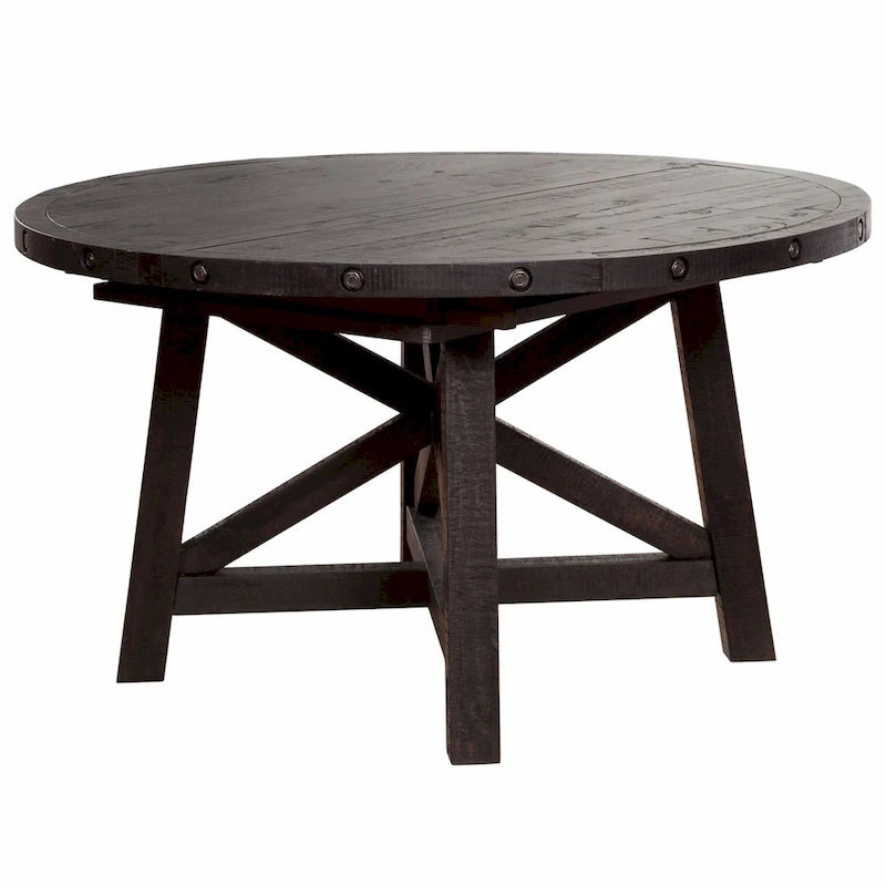 Mesa de comedor extensible redonda de pino macizo