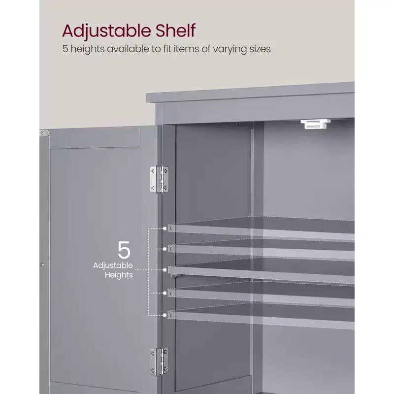 VASAGLE Armario de suelo para baño, Mueble de almacenamiento de baño, Armario independiente con 2 cajones y 2 puertas