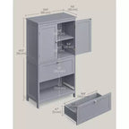 VASAGLE Armario de suelo para baño, Mueble de almacenamiento de baño, Armario independiente con 2 cajones y 2 puertas