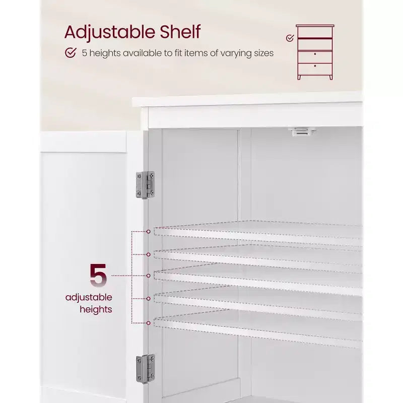 VASAGLE Armario de suelo para baño, Mueble de almacenamiento de baño, Armario independiente con 2 cajones y 2 puertas