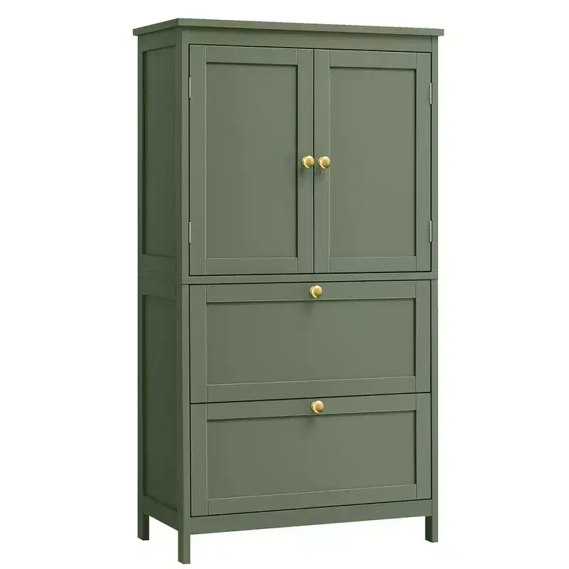 VASAGLE Armario de suelo para baño, Mueble de almacenamiento de baño, Armario independiente con 2 cajones y 2 puertas