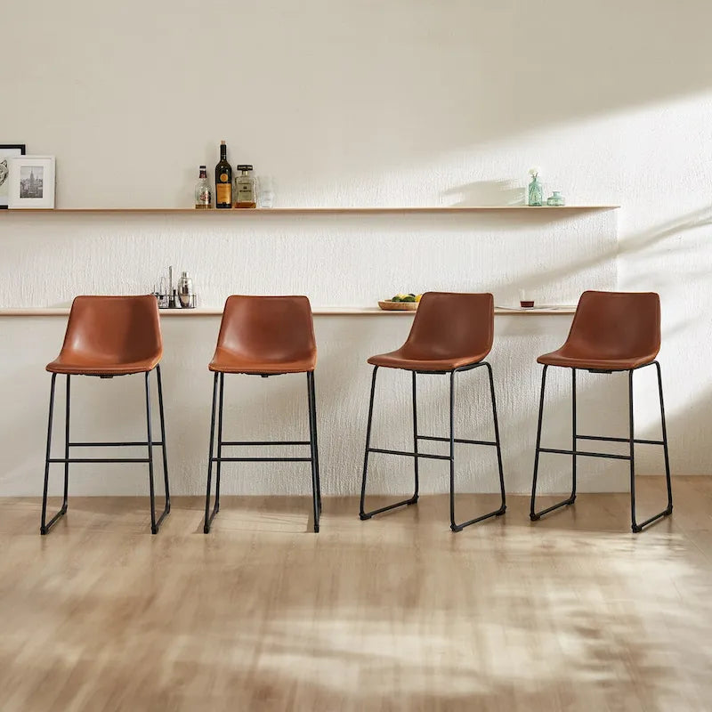 Juego de 2 taburetes de bar de altura de mostrador con asiento de piel sintética
