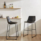Juego de 2 taburetes de bar de altura de mostrador con asiento de piel sintética