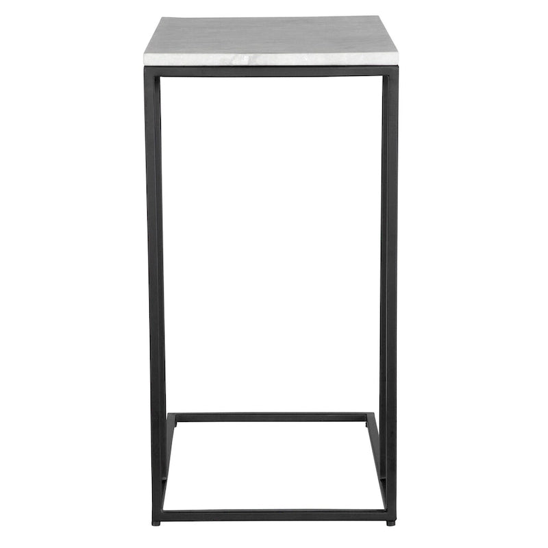 Mesa auxiliar de metal negro y mármol blanco