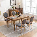 Sillas de comedor de madera maciza con tapizado de lino, juego de 2