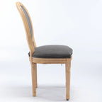 Sillas de comedor de madera maciza con tapizado de lino, juego de 2
