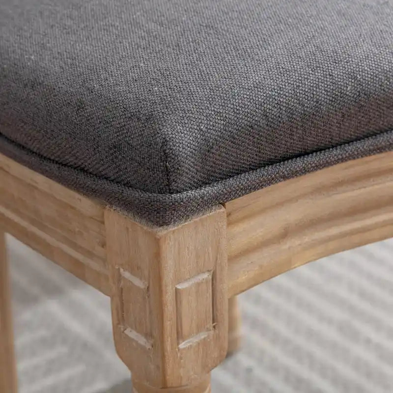 Sillas de comedor de madera maciza con tapizado de lino, juego de 2